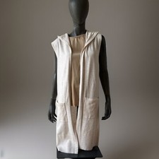 Strickjacke Weste ohne Arm von STREET ONE Gr. 36 beige zart meliert mit Kapuze