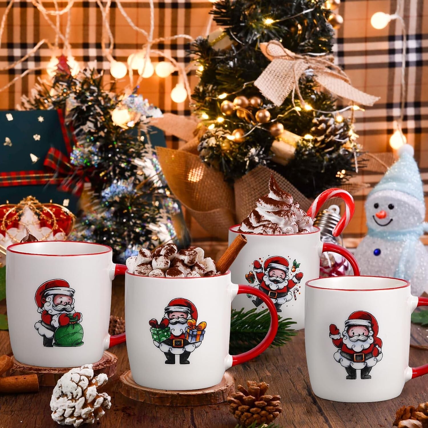 Christmas Mug Set of 4, Santa Mugs Set of 4, Christmas Mug, Christmas