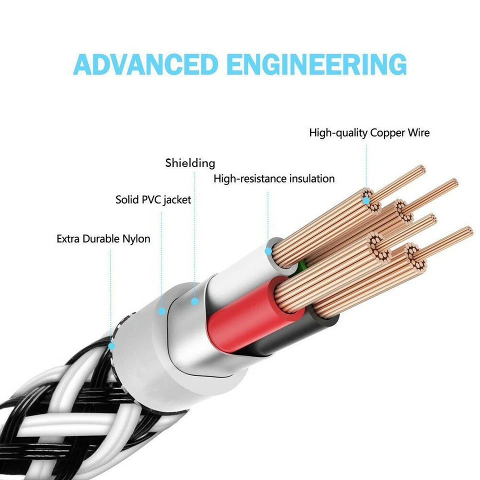 3/6/10Ft Micro USB Fast Charger Data Sync Cable Cord For Samsung HTC Android LG - Image 2 of 4
