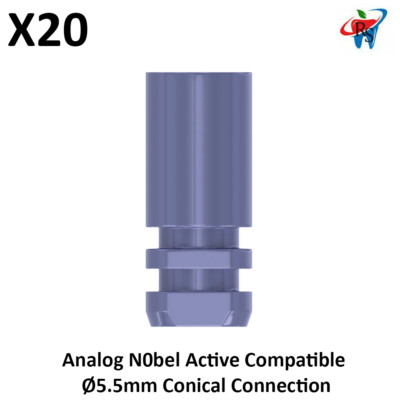 20x Dental Analog N0bel Active Compatible Ø5.5mm Conical Connection Titanium Lab