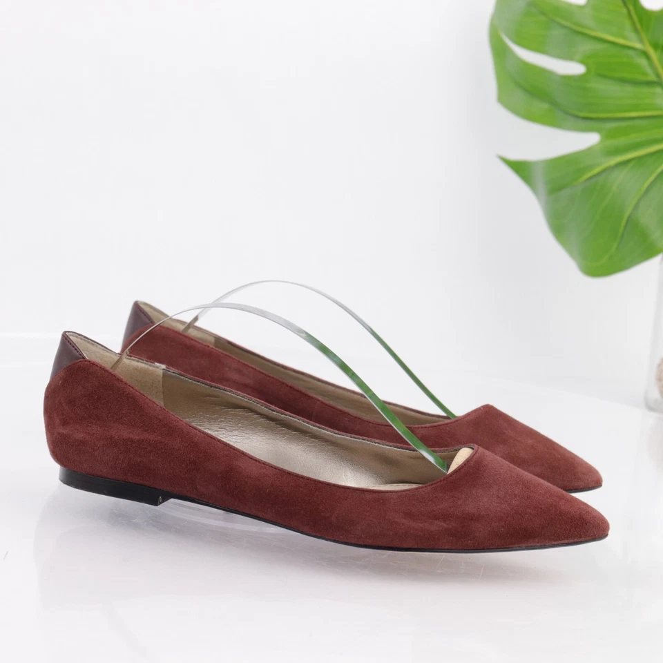 Zapato de vestir Sam Edelman para mujer Rae plano talla 7 puntiagudo rojo borgoña granate gamuza Foto 3 de 4