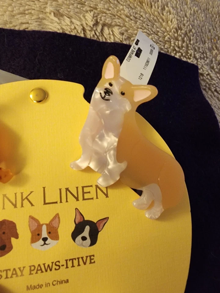 Розовый льняной эмали собаки заколки новый с Ярлыками, очаровательный!!(Корги, Френчи и Докси) - Изображение 2 из 4