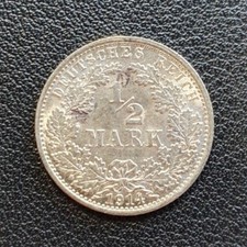 1/2 Halbe Mark St&uuml;ck 1914 A Deutsches Reich Reichsadler Silber M&uuml;nze Kaiserreich