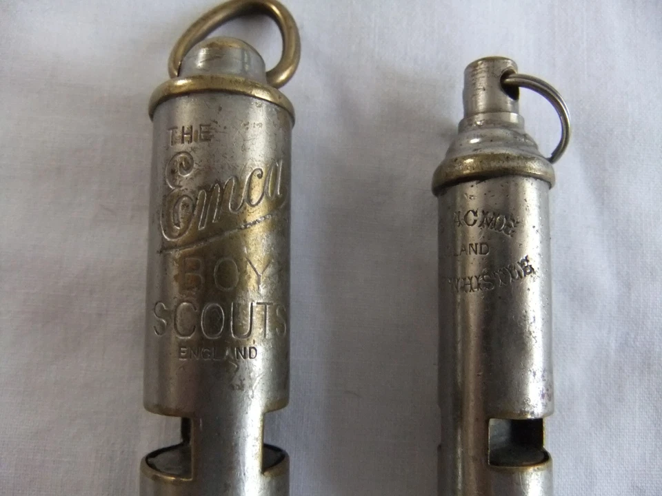 VINTAGE EMCA BOY SCOUTS  & ACME GUIDE WHISTLES METAL & BRASS - Image 2 of 4