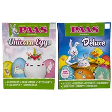 Paas Easter Egg Decorating Kit Unicorn & Deluxe Set Stickers Stands Tray Dye