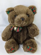 Chosun Brown Bear Plush 12 Inch Jingle Bell Plaid Pawprints Christmas Stuffed