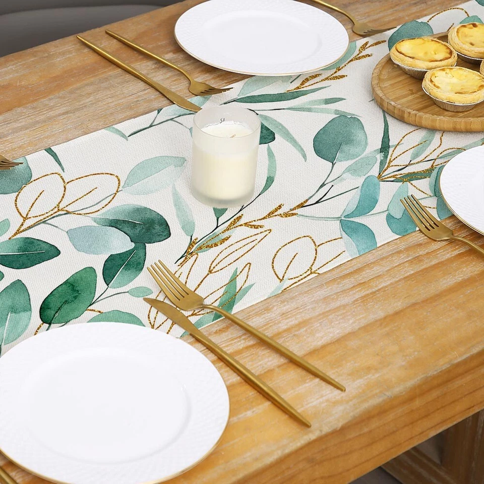 Daisy Leaves Table Runner 13 x 72 In Summer Plants Table Runner for Dining Decor - Image 3 of 4