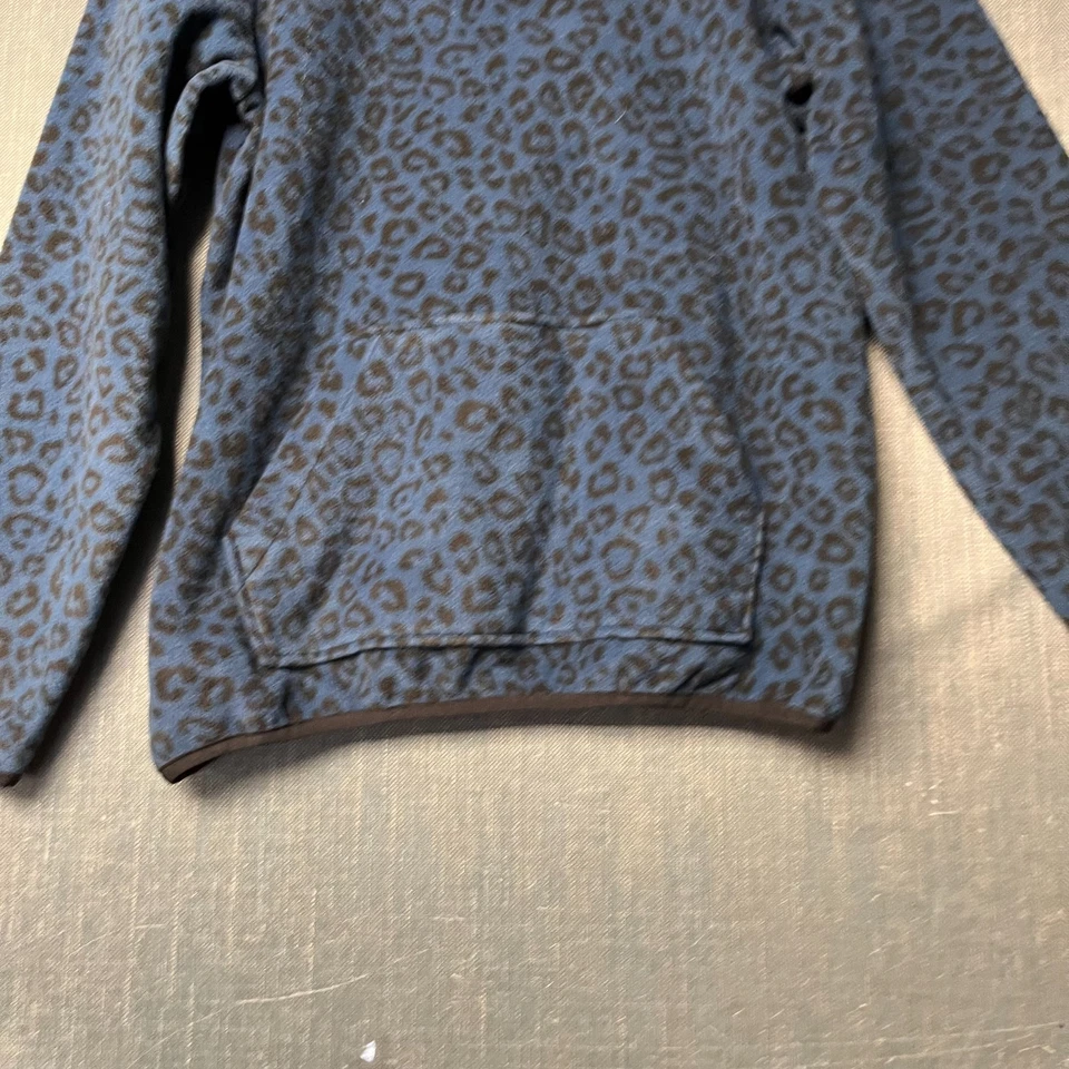 Pullover polar Susan Graver Weekend para mujer talla S azul estampado de leopardo cremallera 1/4 Foto 3 de 4