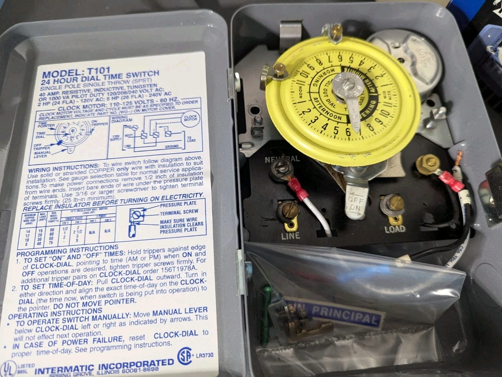 Intermatic T101M Pool Timer Dial Switch with Mechanism 24 hour 120 VAC 60Hz