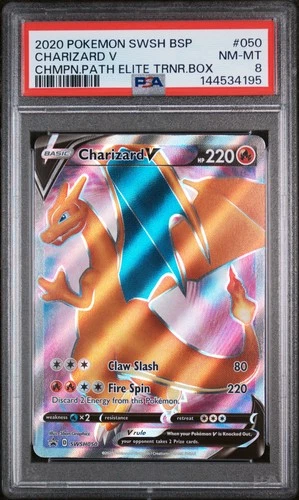Charizard V 050 - Swsh Black Star Promo Chmpn.Path Elite Trnr.Box - PTCG PSA 8