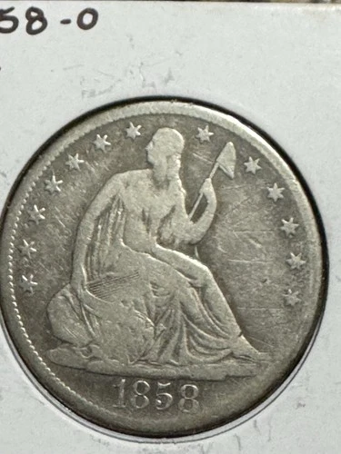 1858-o Seated Liberty Half Dollar, Type Coin, Graffiti, Free shipping