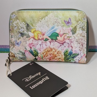 Loungefly Disney Tinker Bell Asleep on Flowers Wallet NEW floral Tinkerbell zips