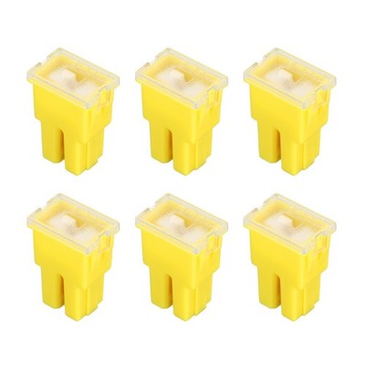 6pcs Cartridge Fuse, 32VDC 60A Female Terminal, Yellow