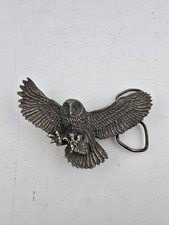 Vintage Owl Flying Prey Belt Buckle Bergamot Brass Works USA Made