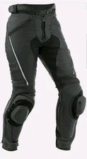 Black Custom Motorcycle Leather Riding Pants Motorbike Racing Trouser All Sizes