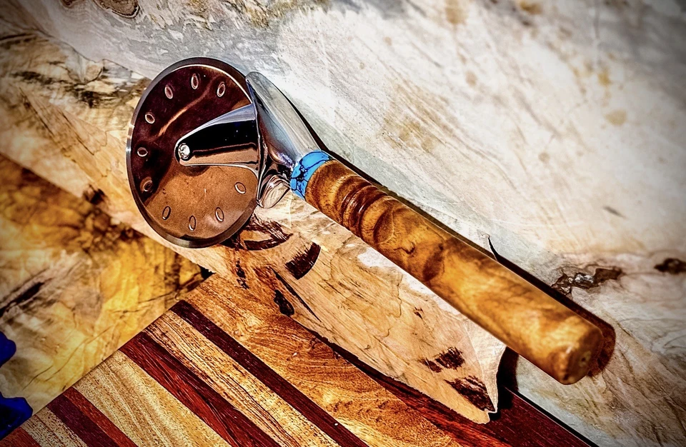 Pizza Cutter, Custom Made, Rosewood, Turquoise, Custom, Handmade, Pizza Peel - Image 3 of 4