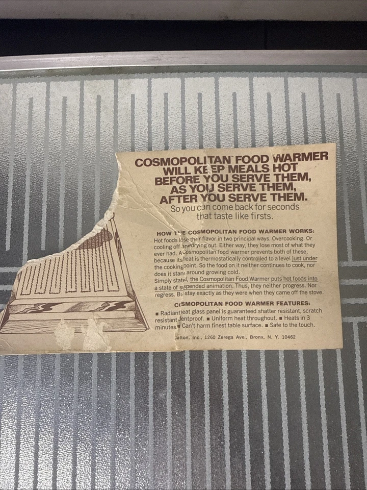 Calentador de alimentos automático Salton Cosmopolitan Hotray 1956 vintage H-134 probado nuevo* Foto 4 de 4