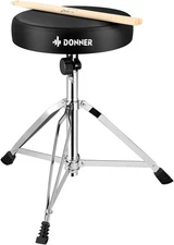 Drum Throne Set, Padded Seat Height Adjustable Drum Stools, 5A Drumsticks Includ