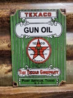 VINTAGE TEXACO PORCELAIN SIGN OLD 1934 GUN OIL FIREARM RIFLE LUBE TEXAS COMPANY
