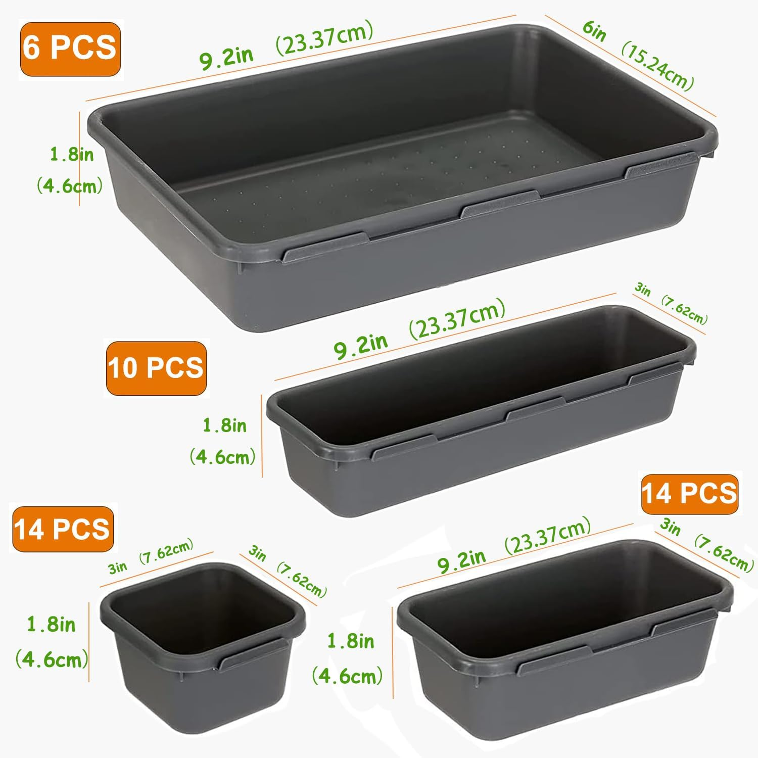 44-Piece Interlocking Drawer Organizer Set - 4 Sizes for Bathroom & Home Storage