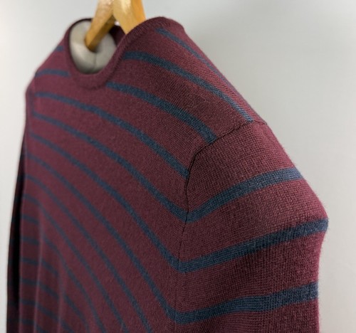 Maglione J Crew lana merino uomo medio slim marrone elasticizzato girocollo pullover *DIFETTO - Foto 3 di 12