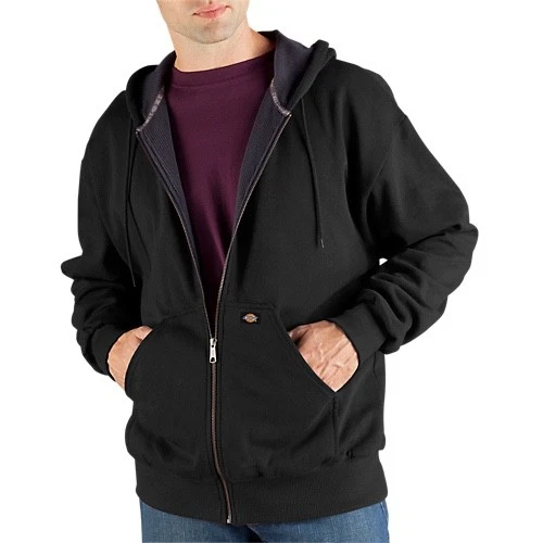 dickies mens size black thermal lined hooded heavweight zipup sweatshirt Medium