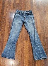 Vtg 70/80s Levi s Orange Tab Bell Bottom 27x30 Jean Talon 42 Zipper Thrashed