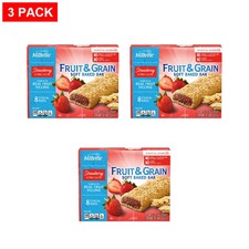 Millville Strawberry Fruit Grain Cereal Bars, 8 count - Pack of 3