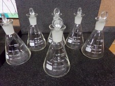 500mL Glass Flask, Wide Spout, Clear, 6 PK