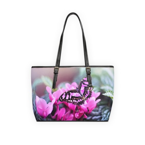 Butterfly Floral Leather Shoulder Bag Stylish Everyday Tote, Chic Purse Designer - Picture 6 of 9