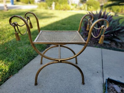 VINTAGE ITALY HOLLYWOOD REGENCY GILT IRON METAL ROPE VINTAGE ITALY HOLLYWOOD REGENCY GILT IRON METAL ROPE
