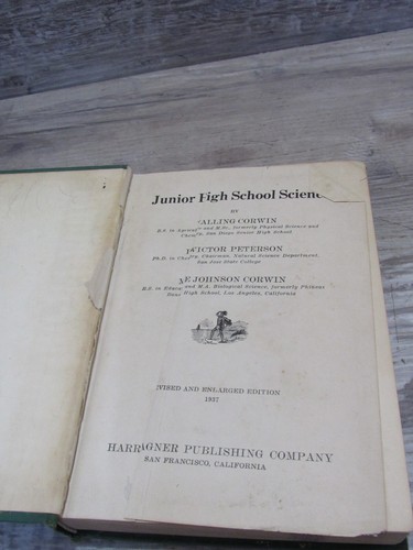 1937 Junior High School GREEN SCIENCE Book Corwin Corwin Revisado -U - Imagen 5 de 9