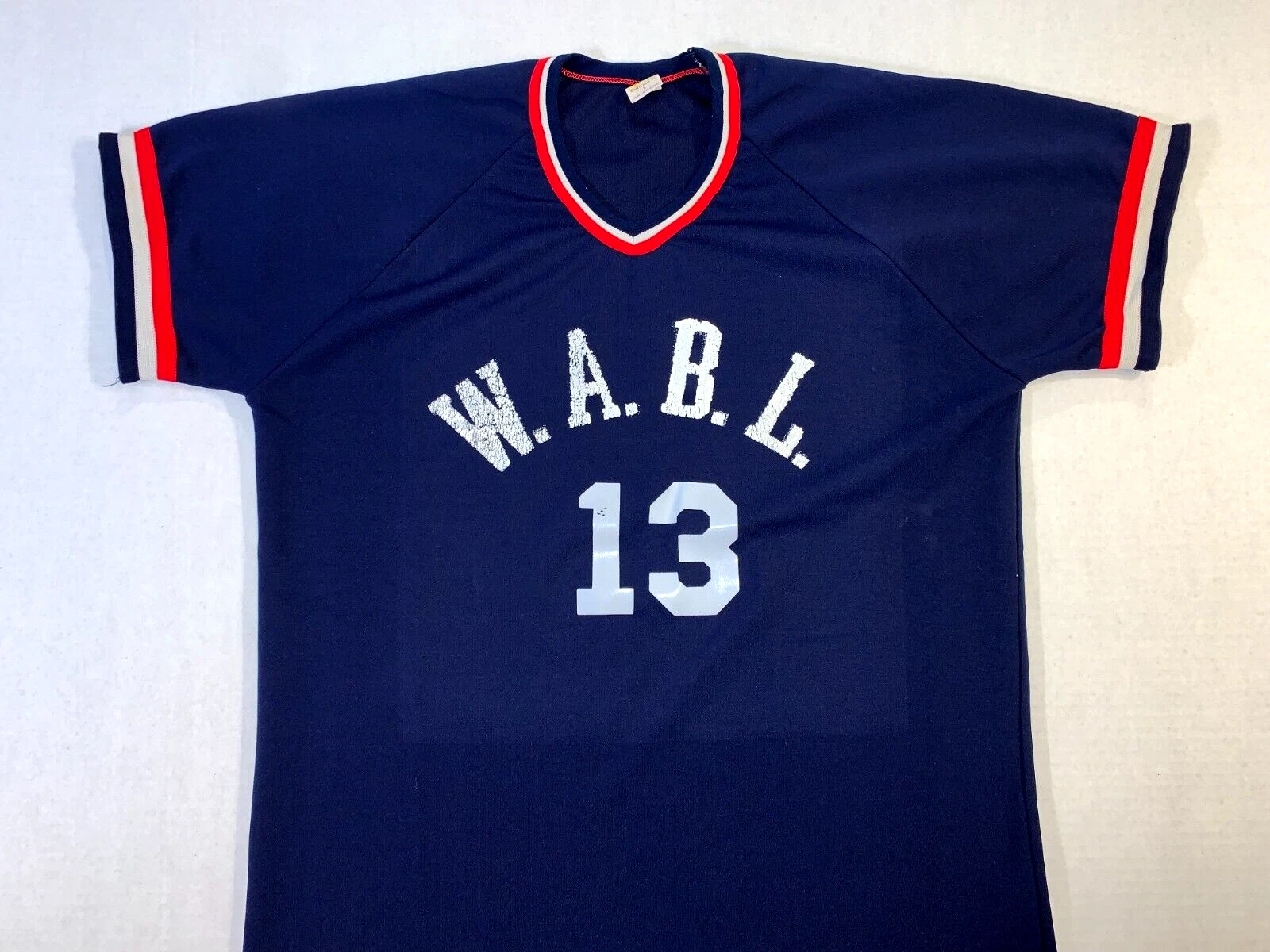 Rare Vintage 1970's WABL Pullover Baseball Jersey Russell Athletic Gold R Tag LG