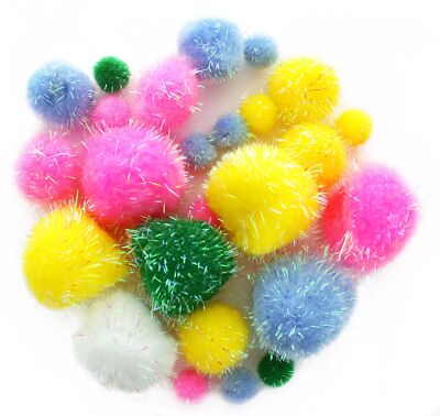 Pom Poms Iridescent Pastel -Assorted Sizes 25 Pieces Per Pack | eBay