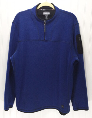 MARSHALL FIELDS Polartec Mens LT Tall 1/4 Zip Knit Activewear Jacket Blue 
