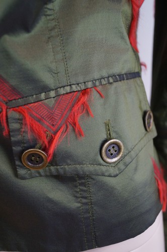 Chaqueta Blazer Ajustada con Flecha Roja Militar Verde Caqui John Galliano F38 Reino Unido10 - Imagen 4 de 10