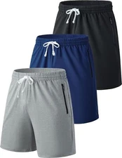 Liberty Imports 3 Pack Mens Sweat Shorts Medium, Navy/Black/Light Gray 