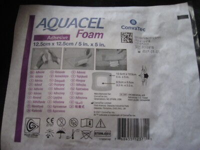 Aquacel foam adhesive dressing, 5inx5in or12.cmx12.5cm, I dressing
