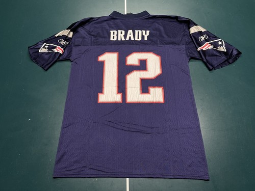 New England Patriots Tom Brady Team Apparel Reebok Jersey Blue #12 Size Large - Picture 8 of 9