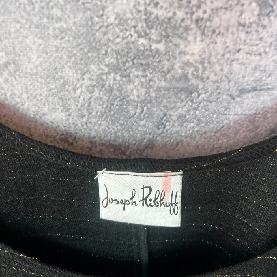 Joseph Ribkoff Tank Top M Black Gold Metallic Stripe Sleeveless Glam - Image 4 of 4