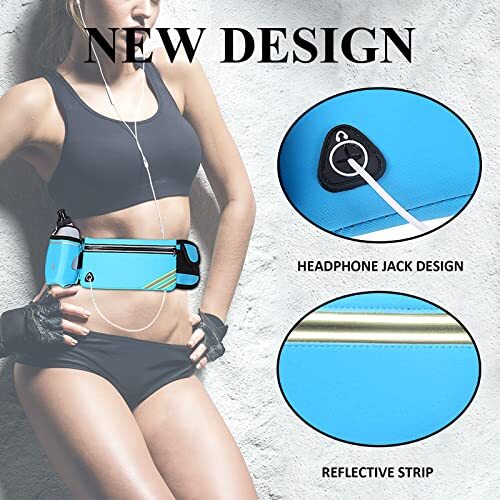 Adjustable Waist Running Belt Bag with Water Bottle Holder and Phone Pouch