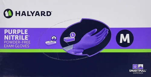 Halyard Purple Nitrile Exam Gloves, Size Medium 55082, Case of 1000