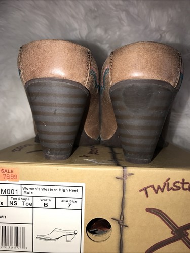 Twisted X 7B Women’s High Heel Mule Western Dark Brown Leather WHHM001 W/Box!! - Picture 8 of 12