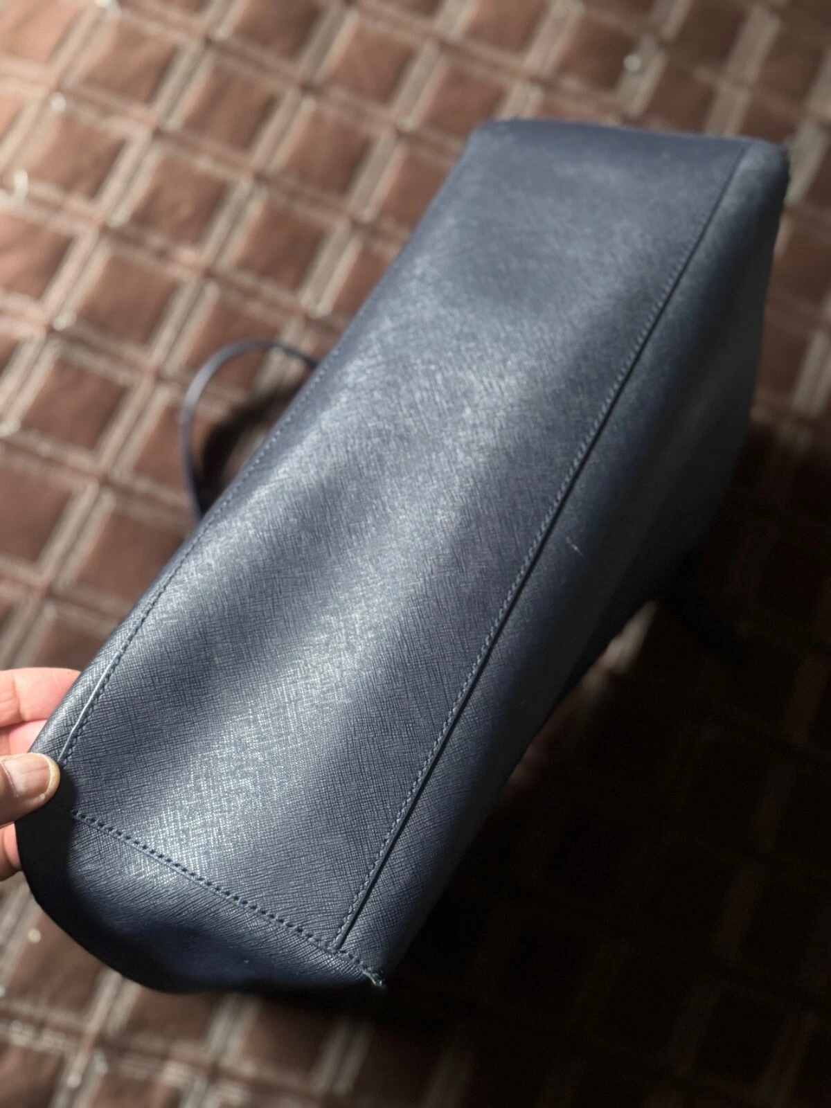 TORY BURCH Borsa grande astrale BLU stampa saffiano borsa da lavoro laptop 15”x11”x6”