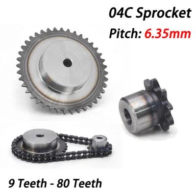 #25 Roller Chain Sprockets 9-80T Pitch 6.35mm 04C Chain Drive Sprocket 45# Steel