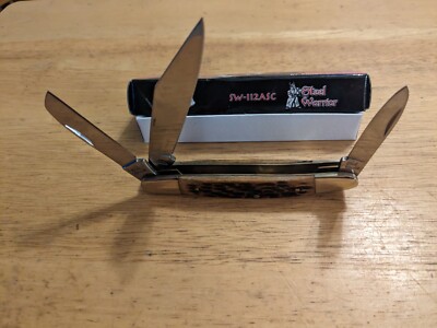 Steel Warrior By Frost Pocket 3 Bladed Knife Brown Bone SW-112ASC