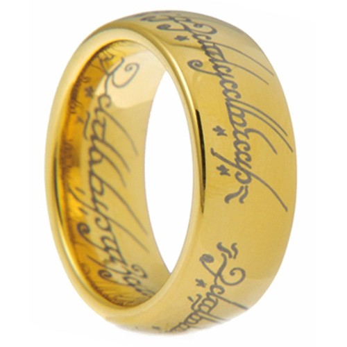 8mm Tungsten Gold Lord of the Rings Hobbit Wedding Band Laser Engrave Size 7-15 - 第 5/20 張圖片
