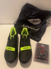 speed microtex cycling bike bicycle shoes black green size eu 38 or 6-6.5 us