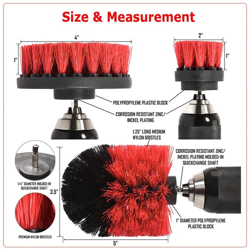 5PCS Drill Brush Set Power Scrubber Drill Attachments Carpet Tile Grout Cleaning - Picture 4 of 11