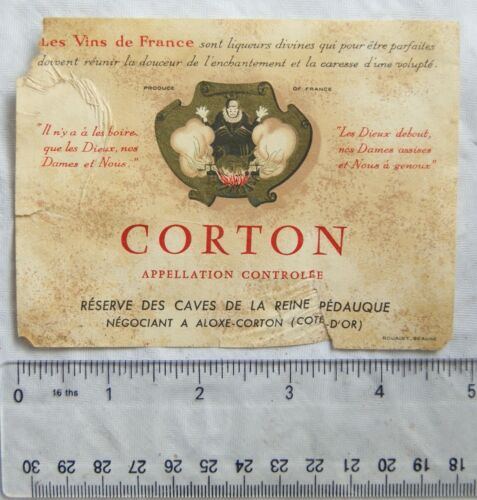 old wine label Corton, Reserve Des Caves De La Reine Pedauque - Photo 1 sur 1